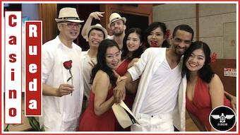 Casino Rueda involving group of cuban salsa dancers